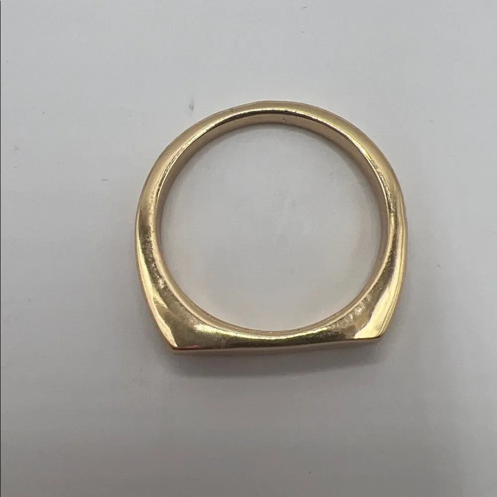Gold Over Stainless Steel Rectangular Signet Ring - Size 9